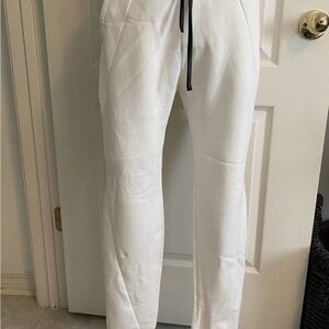 Women's White Joggers with Drawstring